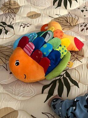 K’s Kids Flip Fish Baby Toy Soft Book Sensory Crinkle Mirror Infant 0-9M